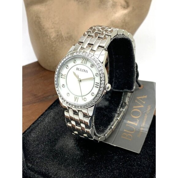 Bulova Women's Watch 96X155 Quartz Mother of Pearl Dial Silver Steel 27m… - Picture 2 of 14